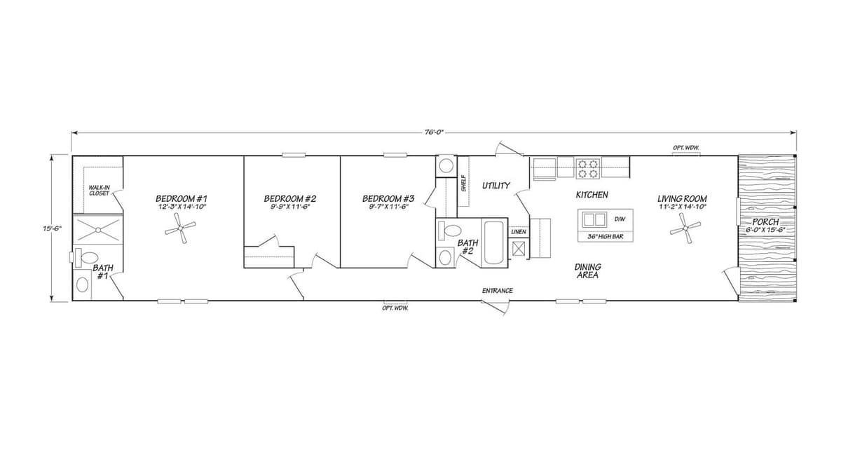 Eden singlewide series floor plan home features