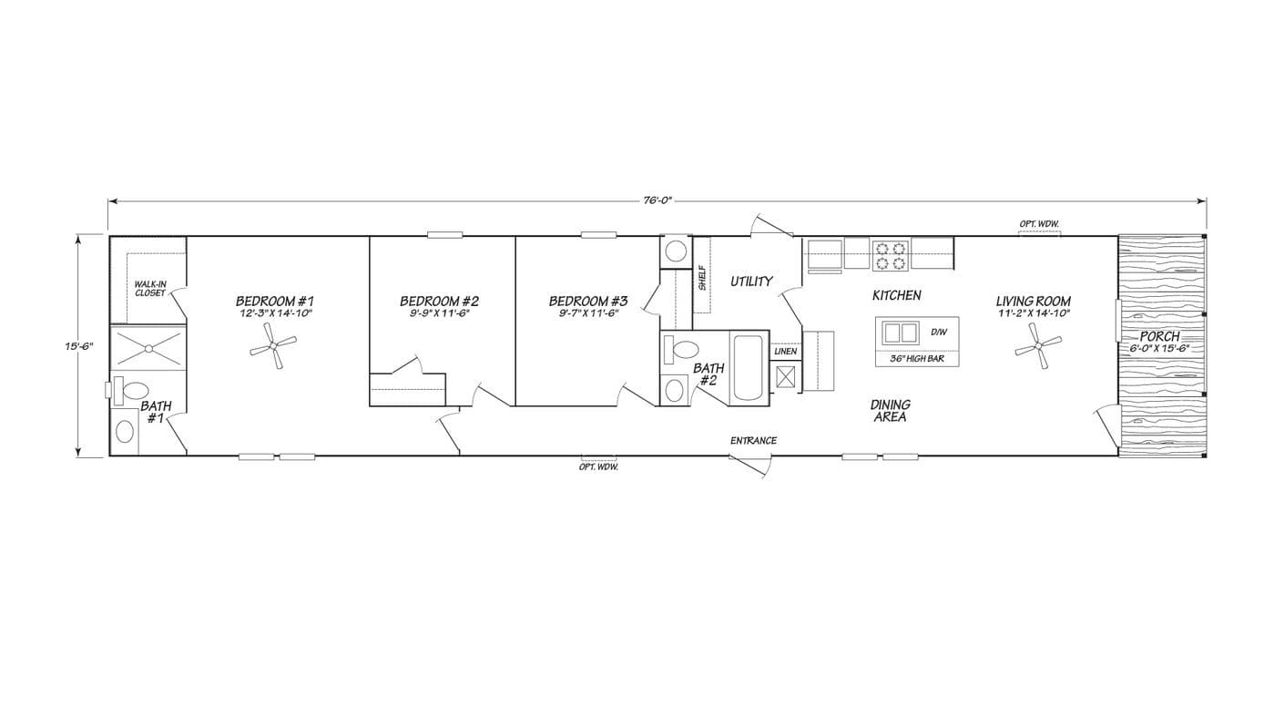 Eden singlewide series floor plan home features