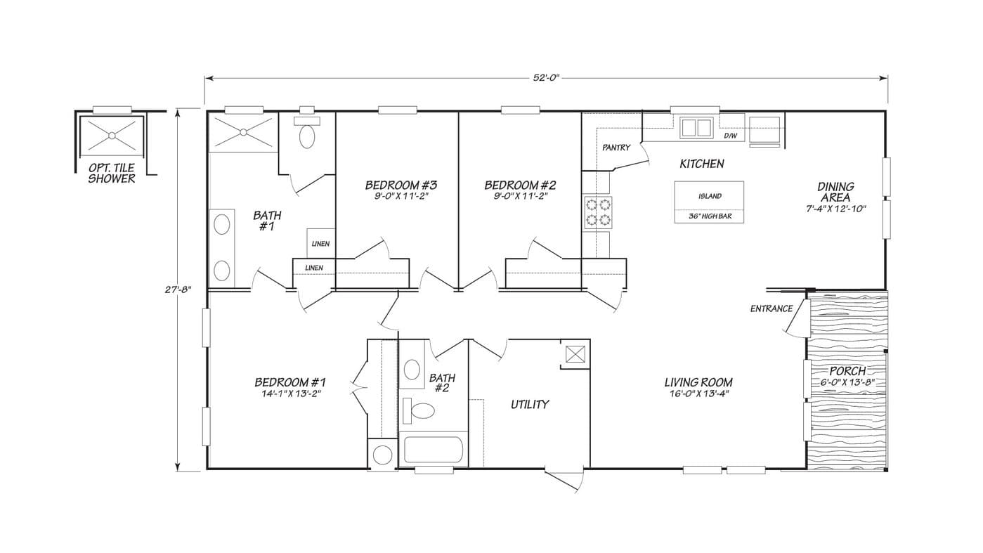 Eden doublewide series floor plan home features
